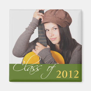 Custom photo green class of school graduation magnet
