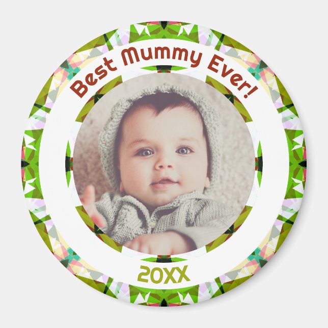 Custom Photo Green Mother’s Day Best Mommy Ever Magnet (Front)