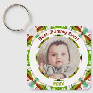 Custom Photo Green Mother’s Day Best Mummy Ever Key Ring