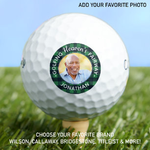 Custom Photo Green Plaid Golfer Memorial Golf Balls