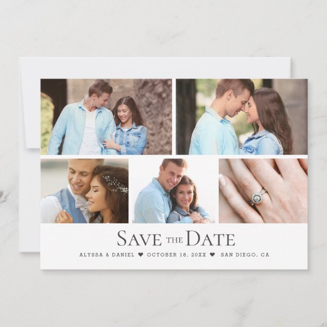 Custom Photo Grid Chic Wedding Save the date Invitation (Front)
