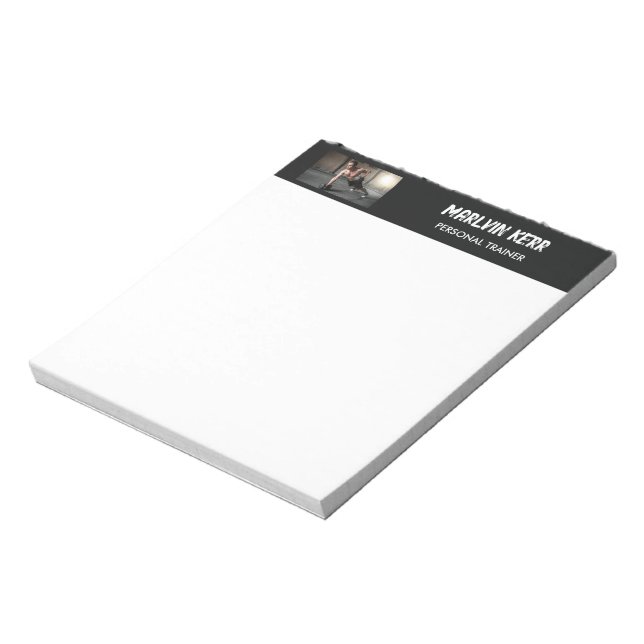 Custom photo gym business grey notepad (Rotated)