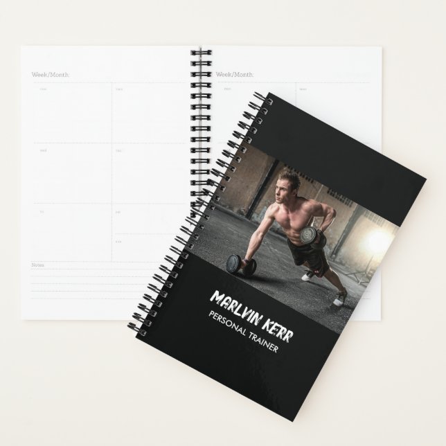 Custom photo gym business grey planner (Display)