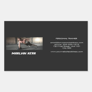 Custom photo gym business grey rectangular sticker
