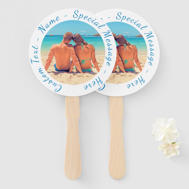 Custom Photo Hand Fan with Your Photos and Text (Front and Back)