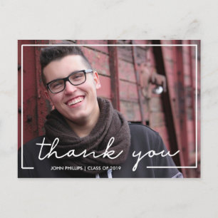 Custom Photo Hand Lettered Graduation Thank You Postcard