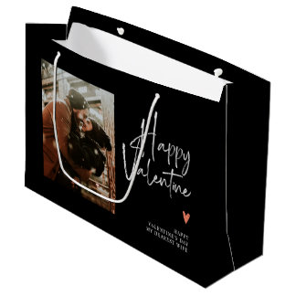 Custom Photo Hand Written Love Valentine's Day Large Gift Bag