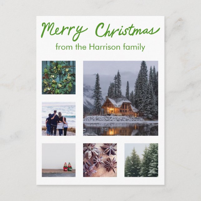 CUSTOM PHOTO Handlettering Merry Christmas Holiday Postcard (Front)
