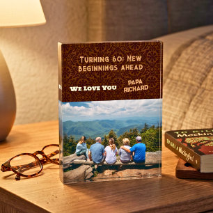 Custom Photo Happy 60th Birthday Gifts for Men Block