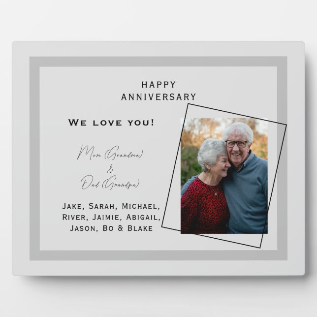 Custom Photo Happy Anniversary Grandparent Plaque (Front)