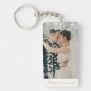 Custom photo Happy Anniversary script Key Ring