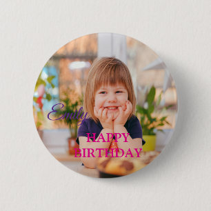 Custom Photo Happy Birthday Personalise Chocolate  6 Cm Round Badge