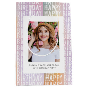 Custom Photo Happy Birthday  Personalised Medium Gift Bag