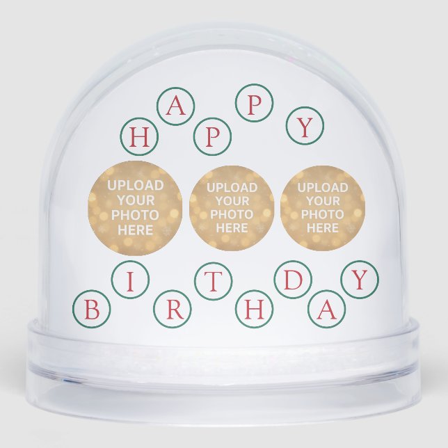 Custom Photo Happy Birthday Snowglobe (Front)