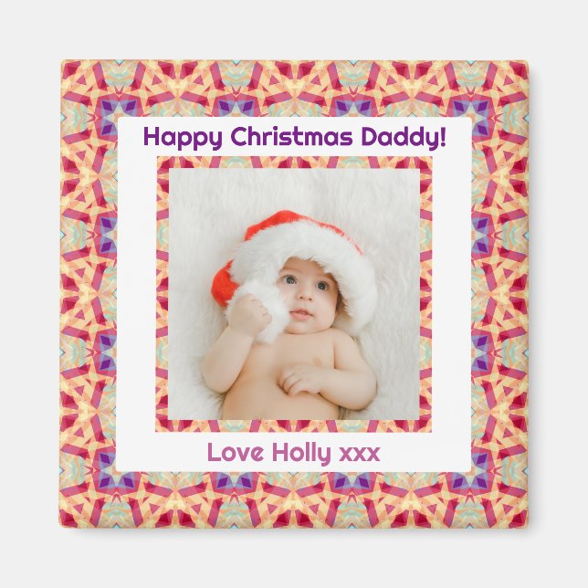 Custom Photo Happy Christmas Jolly Daddy Dad Papa Magnet (Front)