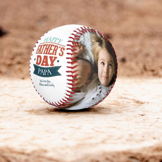Custom Photo Happy Father's Day Papa Baseball (Creator Uploaded)
