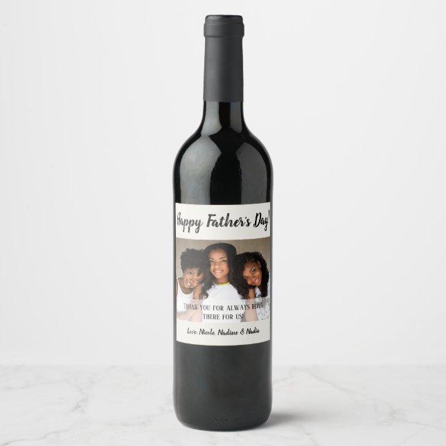 Custom Photo Happy Father's Day Wine Labels (Front)