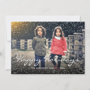 Custom Photo Happy Holidays Christmas Snowflakes Holiday Card