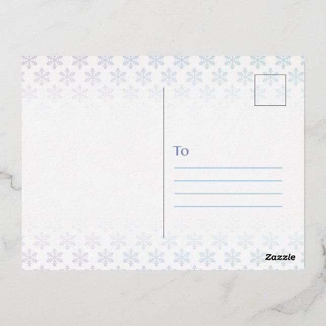 Custom Photo Happy Holidays  Foil Holiday Postcard (Back)