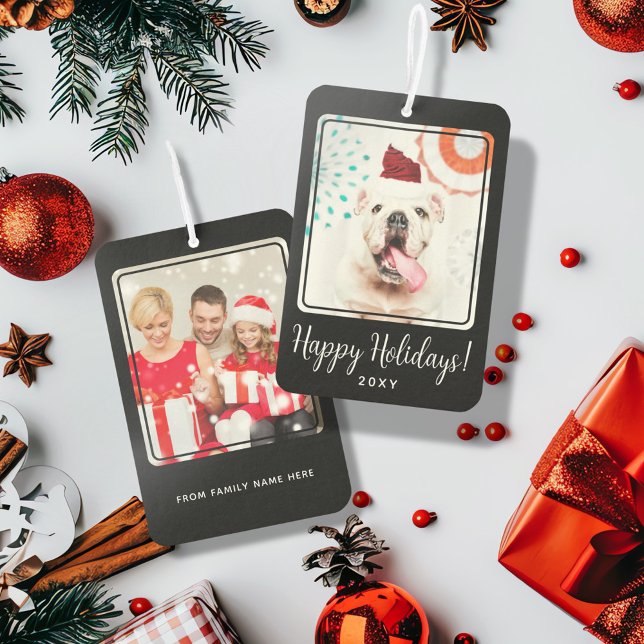 Custom Photo Happy Holidays Two Side Gift Car Air Freshener (Creator Uploaded)