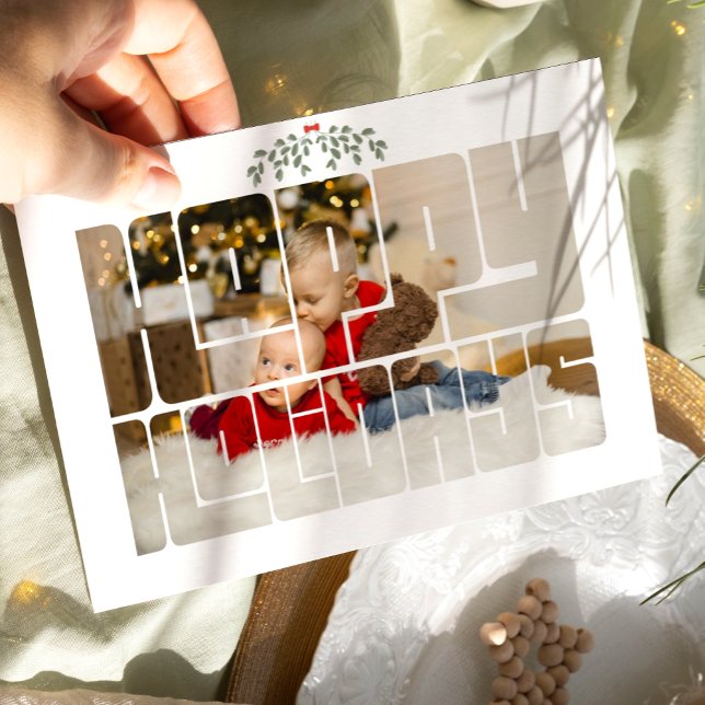 Custom Photo Happy Holidays Typography Xmas Card (Creator Uploaded)