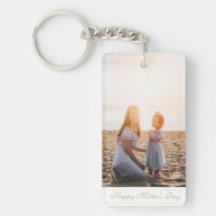 Custom photo Happy Mother's Day script Key Ring