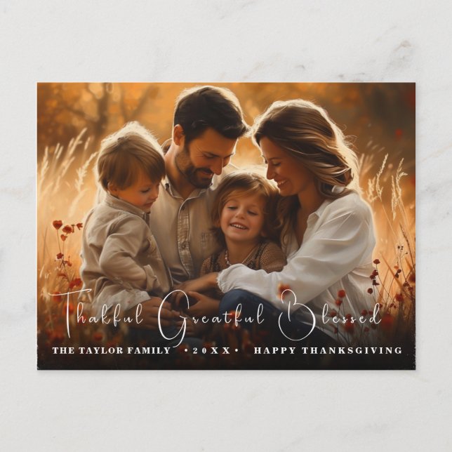 Custom Photo Happy Thanksgiving Postcard (Front)