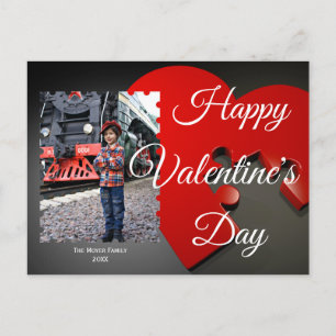 Custom Photo Happy Valentines Day Puzzle Holiday Postcard