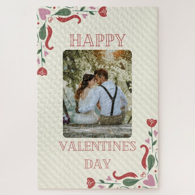 Custom Photo Happy Valentine's Jigsaw Puzzle (Vertical)