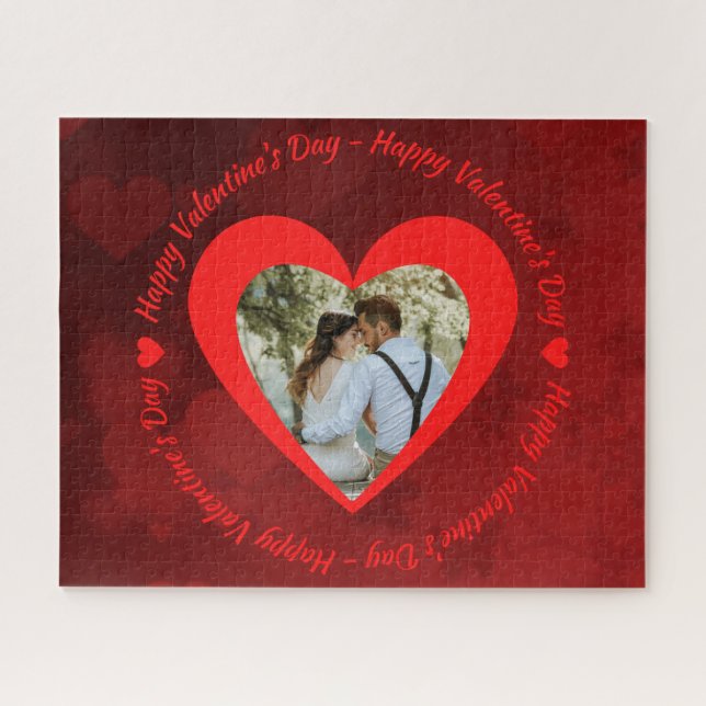 Custom Photo Happy Valentine's Jigsaw Puzzle (Horizontal)