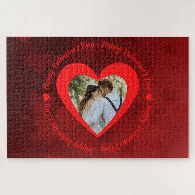 Custom Photo Happy Valentine's Jigsaw Puzzle (Horizontal)