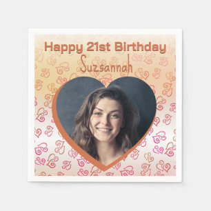 Custom Photo Heart Art Birthday Party Template Napkin