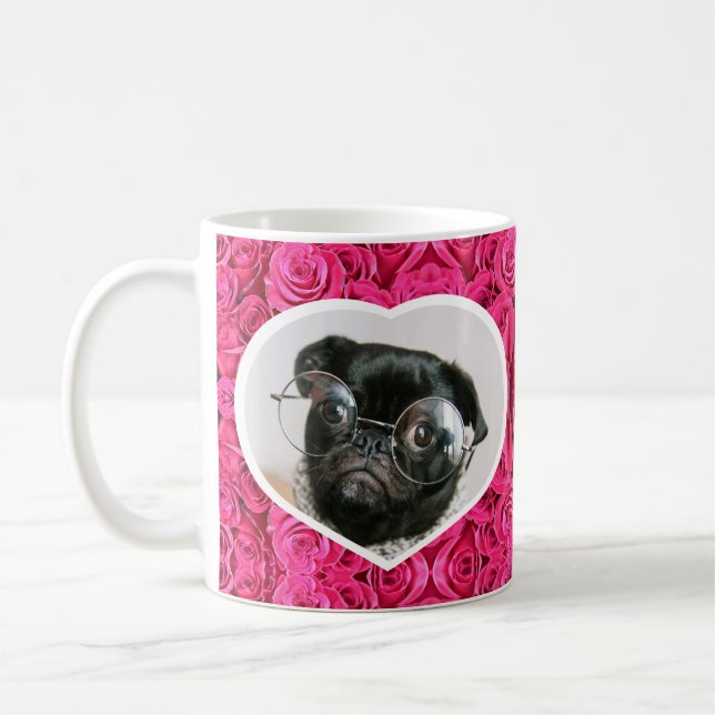 Custom Photo Heart Pink Roses DIY Picture Coffee M Coffee Mug (Left)