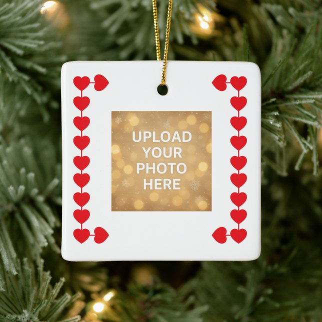 Custom photo Heart Symbols Ceramic Ornament (Tree)