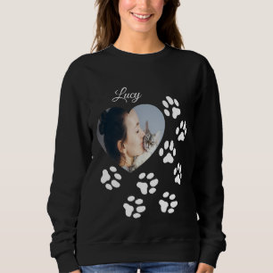 Custom Photo Heart with Name & Paw Prin Sweatshirt