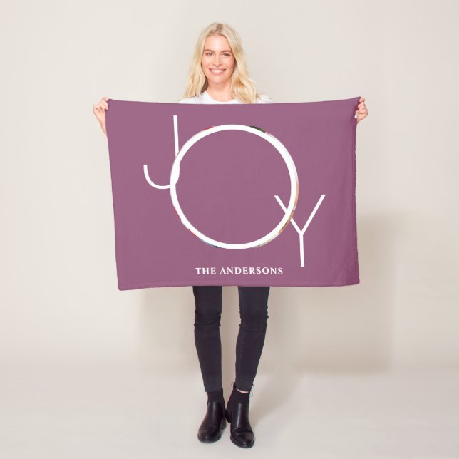 Custom Photo Holiday Christmas Purple Fleece Blanket (In Situ)