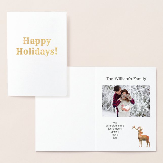 Custom Photo Holiday & Deer Foil Card (Display)