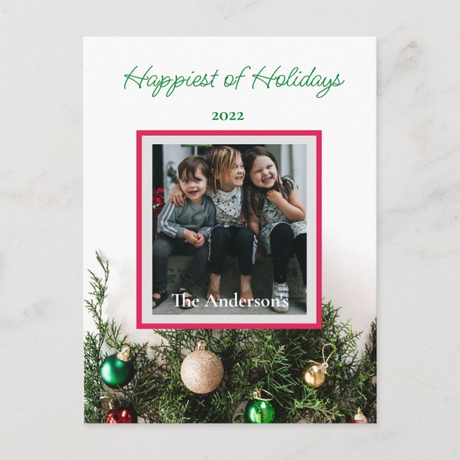 Custom Photo Holidays Ornaments Pine Postcard (Front)