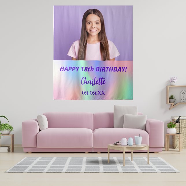 Custom photo holographic birthday welcome tapestry (Creator Uploaded)