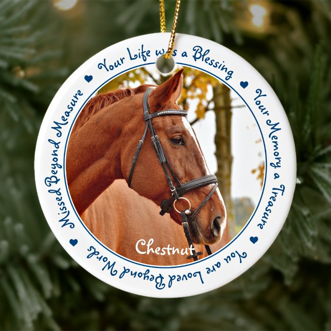 Custom Photo Horse Memorial Ceramic Ornament (Creator Uploaded)