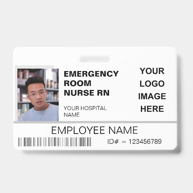 Custom Photo Hospital ID with Logo Medical Badge (Front)