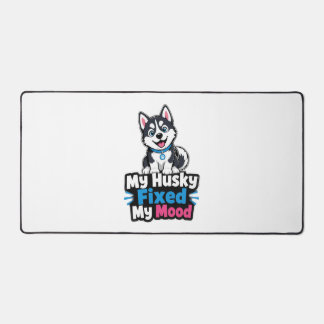 Custom Photo Husky Dog Husky Fixed My Mood  Desk Mat
