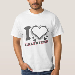 Custom photo I Love My Girlfriend I heart GF grey T-Shirt
