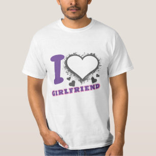  Custom photo I Love My Girlfriend I heart GF grey T-Shirt