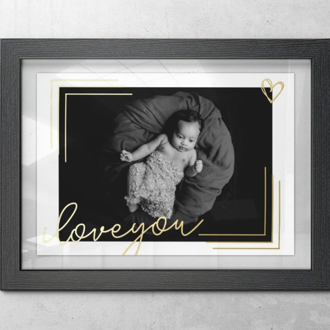custom photo | i love you | elegant gold frame foil prints (Creator Uploaded)