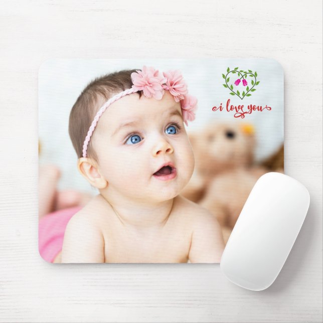 Custom PHOTO / I Love You Mouse Pad (With Mouse)