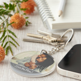Custom Photo I Love You Mum Grey Key Ring