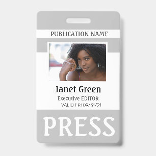 Custom Photo ID Journalist Press Pass Badge