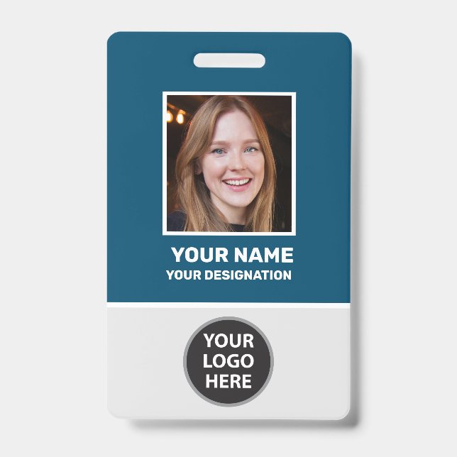 Custom Photo ID Name Badge with Logo and Barcode  (Front)