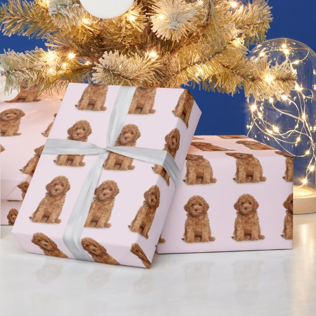 Custom photo image picture logo pattern pale pink wrapping paper (Holidays)